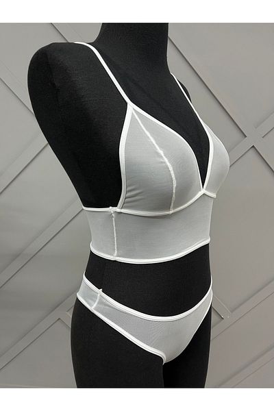 Top Step Tulle Bustier Double Brazilian Set