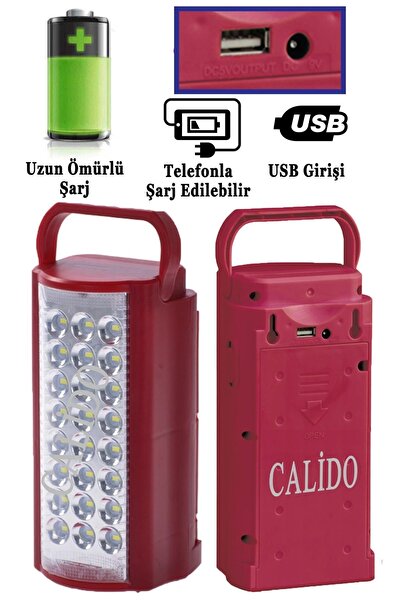 Calido Elektronik Telefon Şarj Edebilen Şarjlı Işıldak 18 Led Usb 80 Saat Kes...