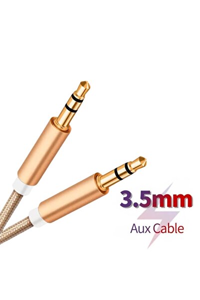 HİQONİC Aux To Aux 3.5mm Örgü Kablo Iphone Samsung Xiaomi Huawei Uyumlu Müzik Ses Aktarıcı Aksesuar