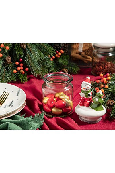English Home Snowman Joy Glass Jar 260 Ml Red