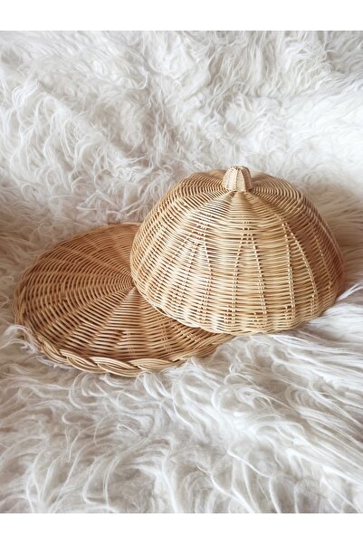 gudelidekor R Hasır Bambu Rattan Kek Fanusu Sunumluk