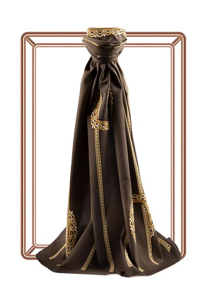 Vissona Γυναικείο σάλι πολυτελείας Medina Silk Brown-1