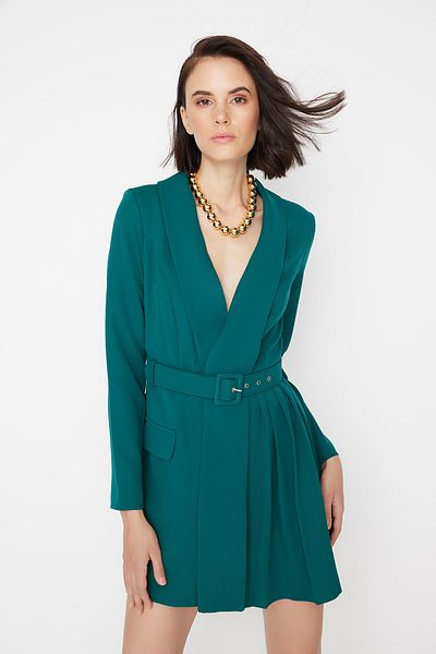 Trendyol Collection Πλεκτό Φόρεμα Περιορισμένης Έκδοσης Πράσινη Ζώνη TWOAW23EL01444