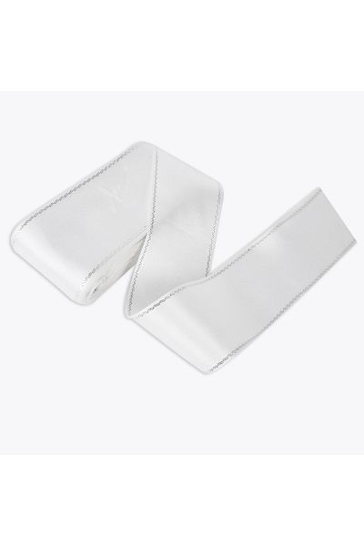 Nazarone Λευκή Σατέν Ασημένια Κορδέλα - 6cm-10mt(101)