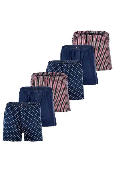 YOURBASICS Herren Jersey-Boxershorts, 6er Pack - Baumwolle, Eingriff mit Knopf, Muster, Multipack