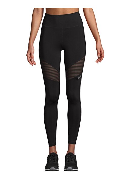 Casall Siyah Kadın Uzun Düz Tayt 22502-901 Stripe Mesh High Wa