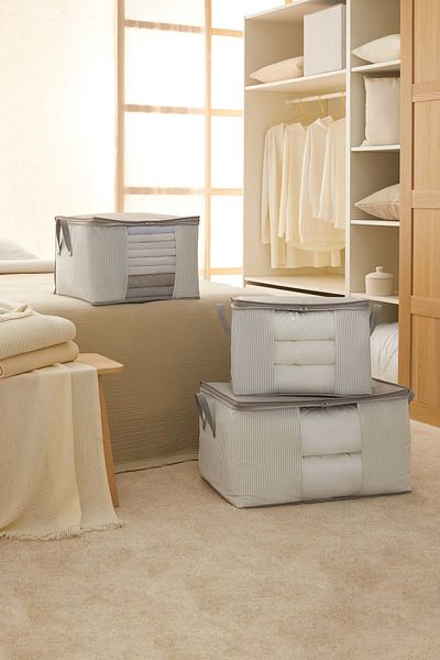 Ocean Home Textile 3-Piece Window Stuff&things Gray Striped, Pillow, Quilt, Sweater Hurcu