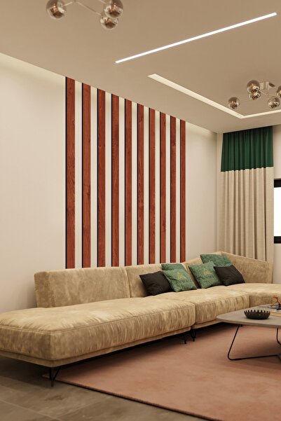 AHWALL Dekoratif Ahşap Mdf Şerit Duvar Panelleri Ceviz