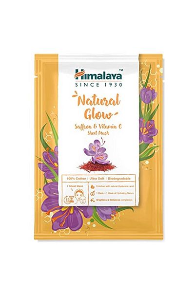 Himalaya Saffron Colored Herbals Brightening Sheet Mask - Vitamin C and Hyaluronic Acid 100% Cotton Back