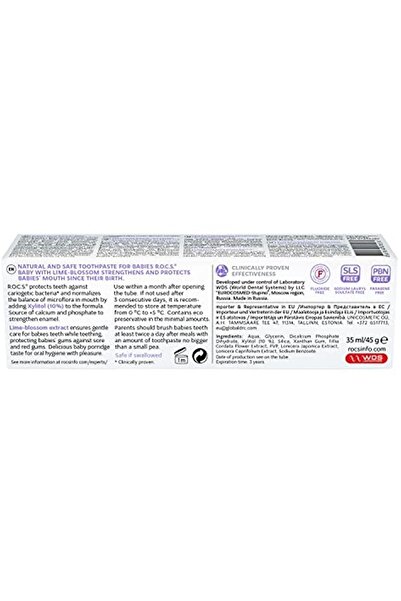 R.O.C.S. R.O.C.S. Baby 0-3 Yaş Ihlamur Özlü Florürsüz Bebek Diş Macunu