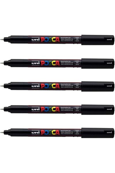 Uni Posca Marker Pen PC-1mr (0.7mm) Black - Black Set of 5