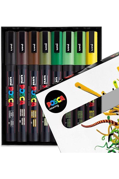 Uni Posca Marker Pen PC-3m (0.9-1.3mm) Set of 8 Earth Colors