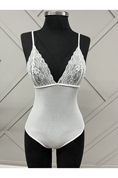 Top Step Fantezi Dantel Detaylı Tül Bodysuit