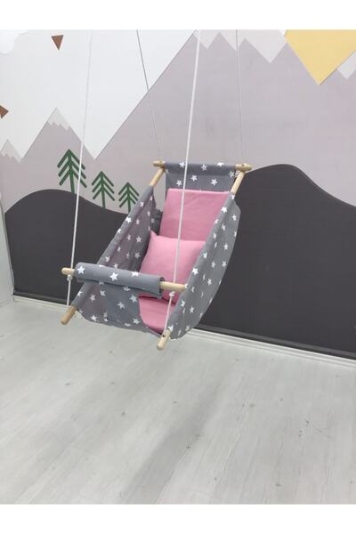 Astariaart Gri Yıldız Pembe Kombin Uyku Salıncağı