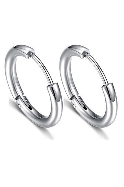 Kravatkolik Silver Color Circle Unisex Steel Earring Ear08