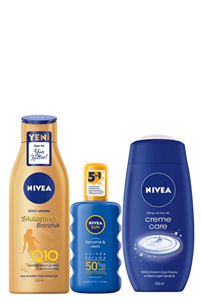 NIVEA Güneş Spreyi Spf50+ 200 ml & Sıkılaştırıcı Vücut Losyonu 200 ml & Crème...