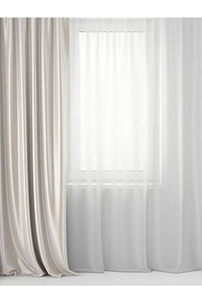 Ran Perde Blackout Saten Fon Perde - Taş Rengi - 130cm X 270cm