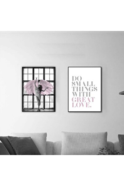 Dijital360 Siyah Beyaz Pencere Ve Balerin Ahşap-mdf Poster (2 Adet 20x30 Cm)