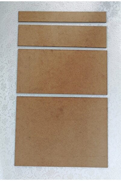 SELENA 4 Adet 3mm*10cm*40 Cm Lazer Kesim Ham Mdf Dikdörtgen Tuval Supla