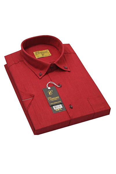 Tempee Erkek Keten Kısa Kollu Klasik Gömlek