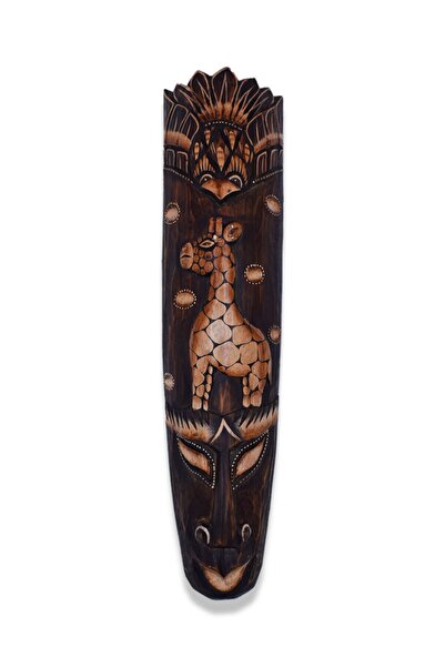 Hedicaret Ahşap Surat Maske, 50 cm, Duvar Objesi, Yüz Mask, Dekoratif