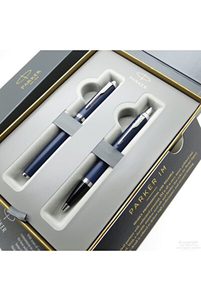 Parker Im Gece Mavisi Dolma Kalem + Tükenmez Kalem | Isme Özel Kalem | Hediye...