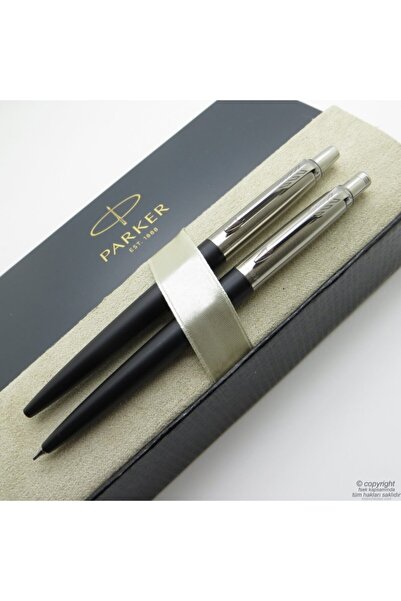 Parker Jotter Siyah Tükenmez Kalem + 0.5mm Versatil Kalem Seti | Jotter| Isme Özel Kalem | Hediyelik Kalem