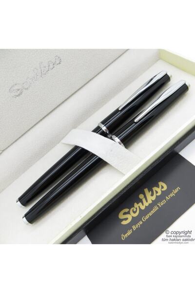 Scrikss 33 Siyah Dolma Kalem + Roller Kalem Seti | Vintage | Isme Özel Kalem ...