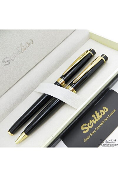 Scrikss 38 Siyah Altın Roller Kalem + Tükenmez Kalem Set | Oscar | Isme Özel ...