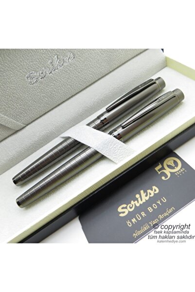Scrikss 38 Karbon Gri Roller Kalem + Tükenmez Kalem Seti | Honour| Isme Özel ...