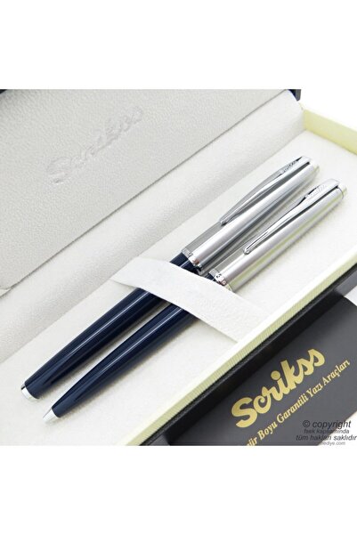 Scrikss 78 Lacivert Roller Kalem + Tükenmez Kalem Seti | Metropolis | Isme Öz...