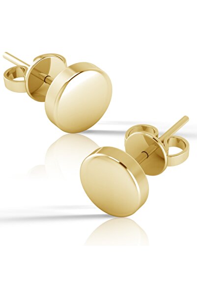 Jewelry For Light ,925 Ayar Gümüş, 18 Ayar Altın Kaplama, Yuvarlak, Pimli Küpe