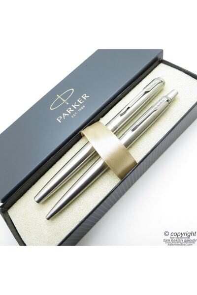 Parker Jotter Metal Ss Ct Dolma Kalem + Tükenmez Kalem Set | Isme Özel Kalem ...