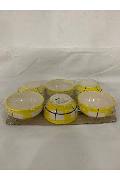 ggs solingen 6 Adet Kahvaltılık Sosluk Reçellik Çerezlik El Boyaması Sarı Renk