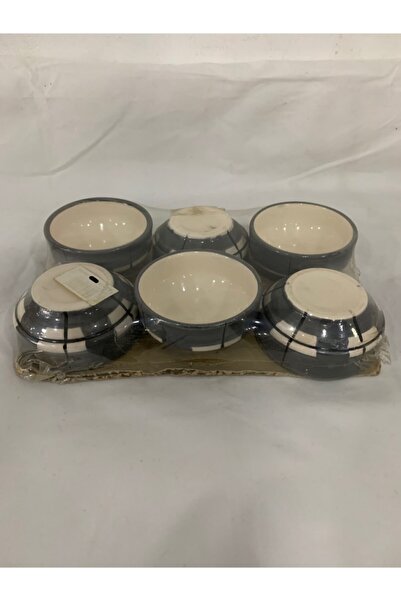 ggs solingen 6 Adet Kahvaltılık Sosluk Reçellik Çerezlik El Boyaması Gri Renk