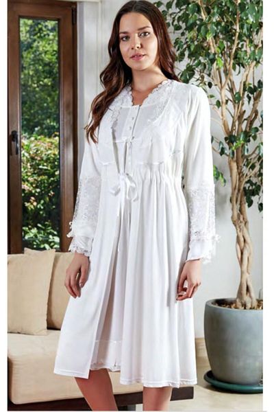 Bone Club 4631 Maternity Lace Nightgown Dressing Gown Set