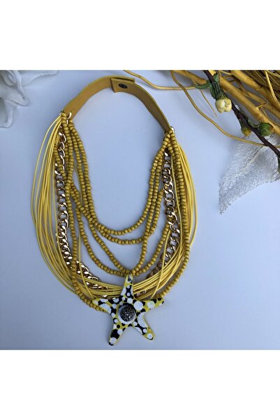 AGG TASARIM Kadın Sarı Yıldız Kolye