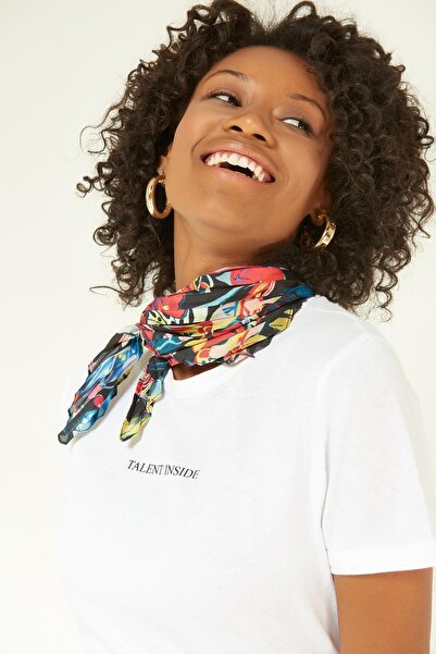 FELLMENS 11857-1 Pleated Flower Patterned Black Scarf