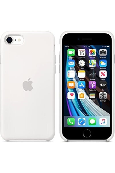 WOW Apple Iphone Se 2020 - Logolu - Liquid Silikon Kılıf - Içi Kadife - Beyaz