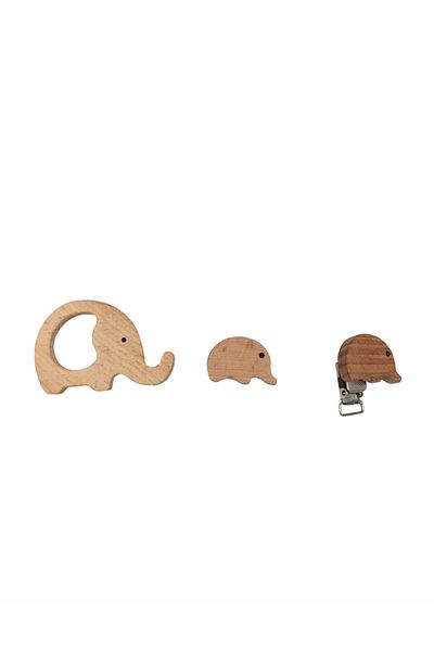 Özene Bezene Wooden Ring, Clip, Bead Set (elephant)