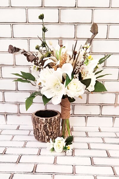 Yapay Çiçek Deposu مجموعة كرنفال الأوكالبتوس والورود البيضاء المكونة من قطعتي...