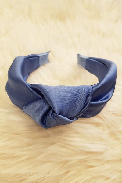 BAHELS Women's Blue Color Satin Knotted Luxury Model Crown Hair Band