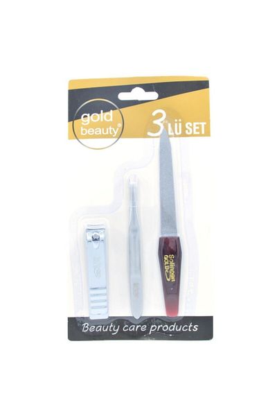 Gold Beauty مجموعة العناية بالأظافر مكونة من 3 قطع