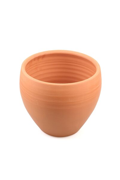 Flower Doğal Terleyen El Yapımı Çömlek Toprak Saksı Büyük Boy