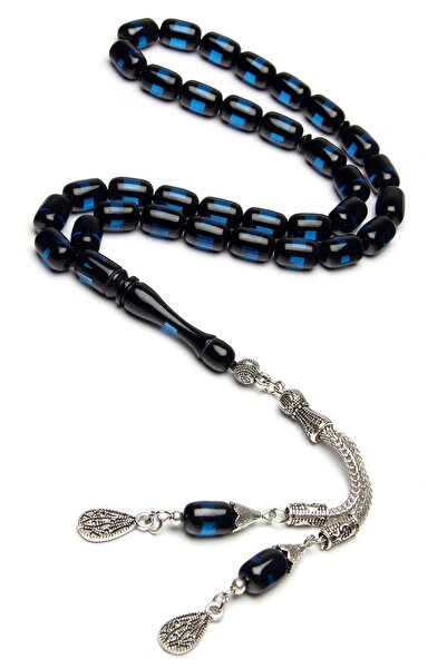 OTTOTESBİH Hediyelik Parlament Mavisi Sürmeli Kokulu Toz Kehribar Tesbih