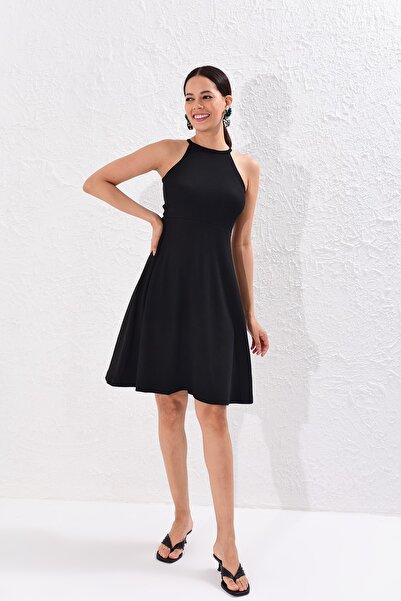 Cool & Sexy Women's Black Off-the-Shoulders Camisole Dress Yİ1819