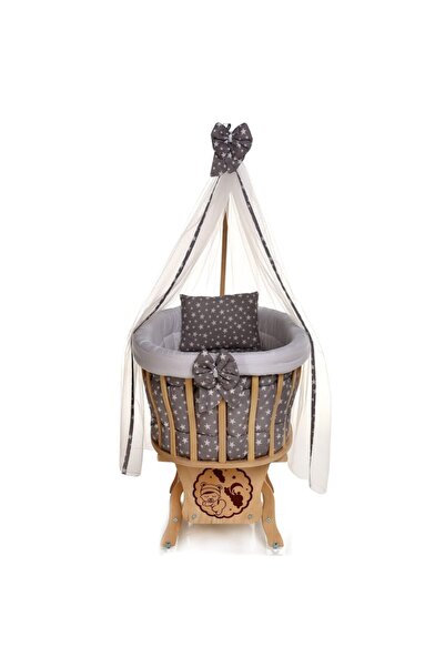BebeK on For Doğal Ahşap Anne Yanı Sepet Uyku Setli Beşik Koyu Gri