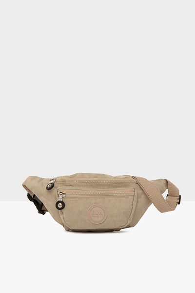 Bagmori Unisex Beige Parachute Fabric Embroidered Waist Bag M000004565