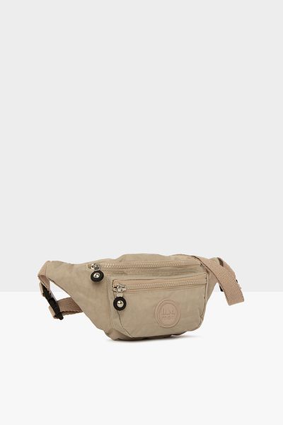 Bagmori Unisex Beige Parachute Fabric Embroidered Waist Bag M000004565