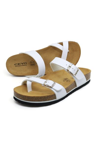 Ceyo Flip-flops alb din piele naturală pentru femei 9910-z34